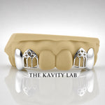 Custom 4pcs Solid x Gothic Window Grillz: 925 Sterling Silver (Free Mold Kit)