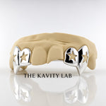 Custom 4pcs Open Stars with Extended Fangs Grillz: 925 Sterling Silver (Free Mold Kit)