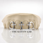 Custom 4pcs 3D Cross with Open Face Grillz: 925 Sterling Silver (Free Mold Kit)