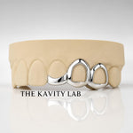 Custom 3pcs Open Face x Curved Tip Grillz: 925 Sterling Silver (Free Mold Kit)