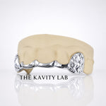 Custom 6pc Curved Front Bar and Diamond Cut Grillz: 925 Sterling Silver (Free Mold Kit)