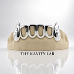 Custom 6pcs Open Face with Cuts and Extended Fangs Grillz: 925 Sterling Silver (Free Mold Kit)