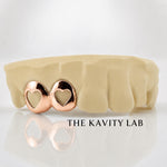 Custom 2pcs Double Open Hearts Grillz: 925 Sterling Silver (Free Mold Kit)