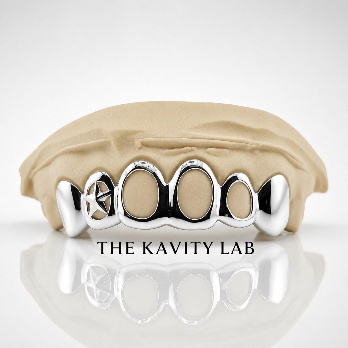 Custom 6pcs Open Face Star Grillz: 925 Sterling Silver (Free Mold Kit)