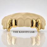 Custom 4pcs Diamond Cuts and Extended Fangs Grillz: 925 Sterling Silver (Free Mold Kit)