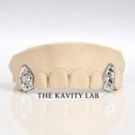 Custom Fit 2pc Open Stars with Cuts Grillz: 925 Sterling Silver (Free Mold Kit)