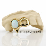 Custom 2pcs Hearts with White Opal Grillz: 925 Sterling Silver (Free Mold Kit)