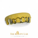 Custom 6pc Two Tones Diamond Cut Tip and Fangs x Open Face Style Grillz: 925 Sterling Silver (Free Mold Kit)