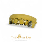Custom 6pc Two Tones Diamond Cut Tip and Fangs x Open Face Style Grillz: 925 Sterling Silver (Free Mold Kit)