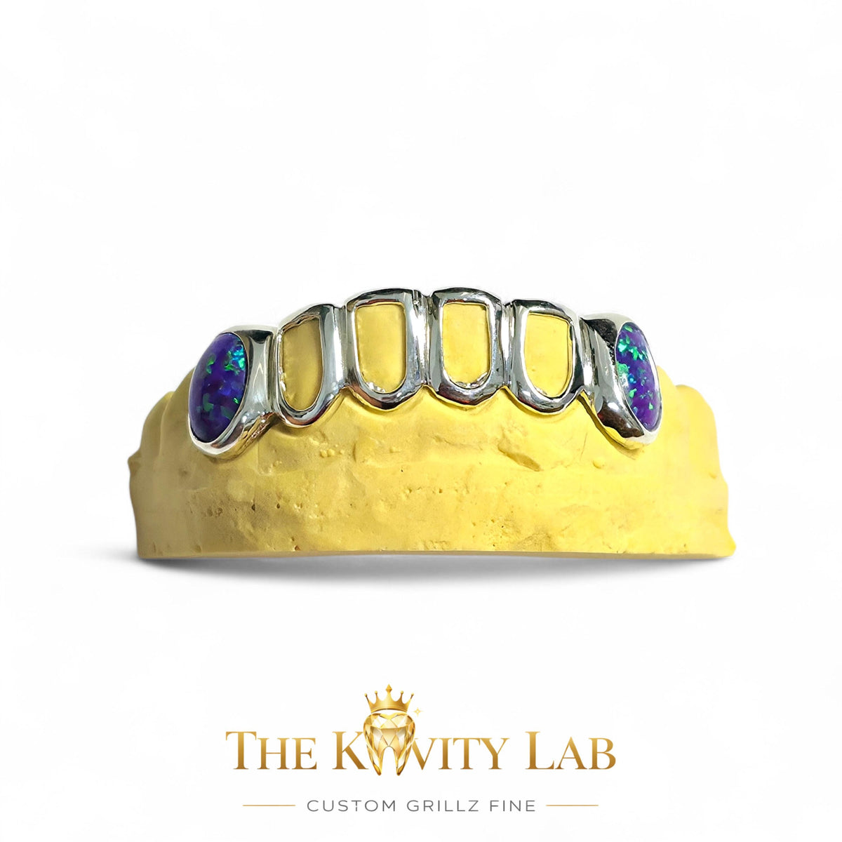 Custom 6pc Open Face x Opals on Fangs GRILLZ: 925 Sterling Silver (Free Mold Kit)