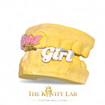 Custom 3pc on 3pc "Good Girl" with Enamel Painting GRILLZ: 925 Sterling Silver (Free Mold Kit)