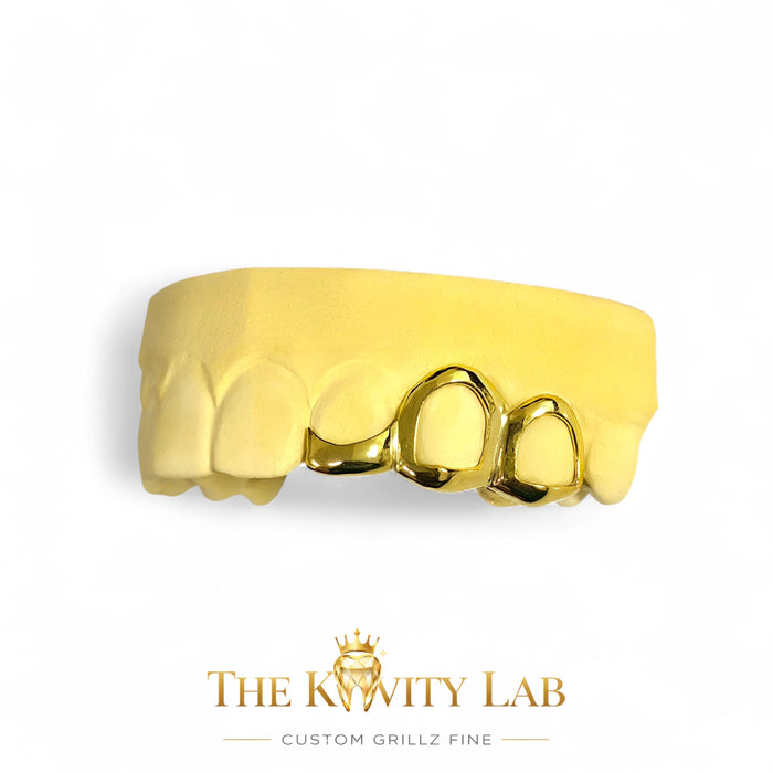 Custom 3pcs Classic Solid x Curved Tip Grillz: 925 Sterling Silver (Free Mold Kit)
