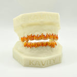 Custom 3D Flame Hand-Painted Fire Enamel Grillz: 925 Sterling Silver (Free Mold Kit)