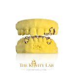 Custom Fit 3on6 Moissanite Tip x Bar Grillz: 925 Sterling Silver (Free Mold Kit)
