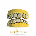 Custom Fit Two-Tone Diamond Dust Grillz: 925 Sterling Silver (Free Mold Kit)