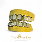 Custom Fit Two-Tone Diamond Dust Grillz: 925 Sterling Silver (Free Mold Kit)