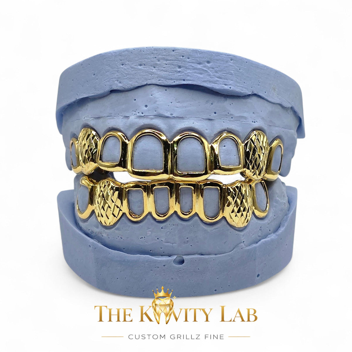 Custom Fit Diamond Cut x Open Face Grillz: 925 Sterling Silver (Free Mold Kit)