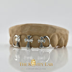 Custom 4pcs 3D Cross with Open Face Grillz: 925 Sterling Silver (Free Mold Kit)