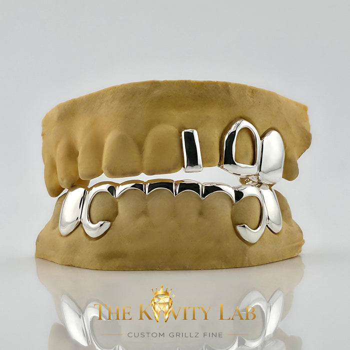 Custom 3pcs Gap and 8pcs Front Bar Grillz: 925 Sterling Silver (Free Mold Kit)