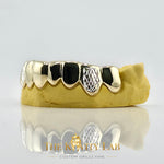 Custom Fit Solid x White Diamond Cuts Grillz: 925 Sterling Silver (Free Mold Kit)