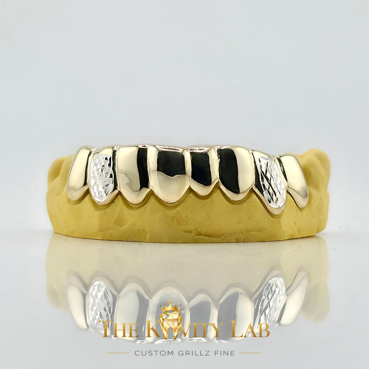 Custom Fit Solid x White Diamond Cuts Grillz: 925 Sterling Silver (Free Mold Kit)