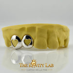 Custom 2pcs Double Open Hearts Grillz: 925 Sterling Silver (Free Mold Kit)