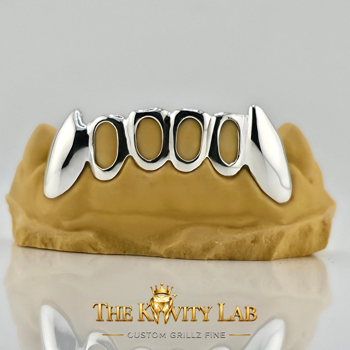 Custom 6pcs Open Face with Extended Fangs Grillz: 925 Sterling Silver (Free Mold Kits)