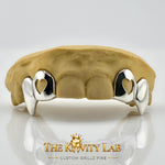 Custom 4pcs Open Hearts and Extended Fangs Grillz: 925 Sterling Silver (Free Mold Kit)