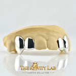 Custom 4pcs Solid with Small Fangs Grillz: 925 Sterling Silver (Free Mold Kit)