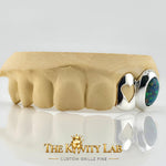 Custom 2pcs Open Heart x Opal Stone Grillz: 925 Sterling Silver (Free Mold Kit)