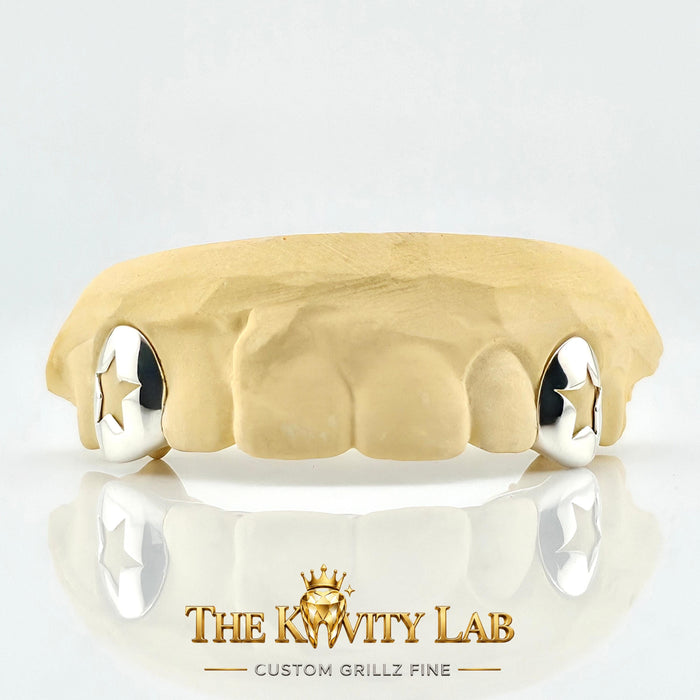 Custom 2pcs Twin Star Open Grillz: 925 Sterling Silver (Free Mold Kit)