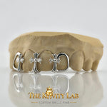 Custom 4pcs 3D Cross with Open Face Grillz: 925 Sterling Silver (Free Mold Kit)
