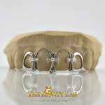 Custom 4pcs 3D Cross with Open Face Grillz: 925 Sterling Silver (Free Mold Kit)