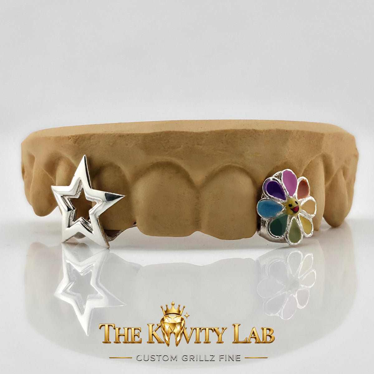 Custom 4pcs Cosmic Bloom Grillz: 925 Sterling Silver (Free Mold Kit)