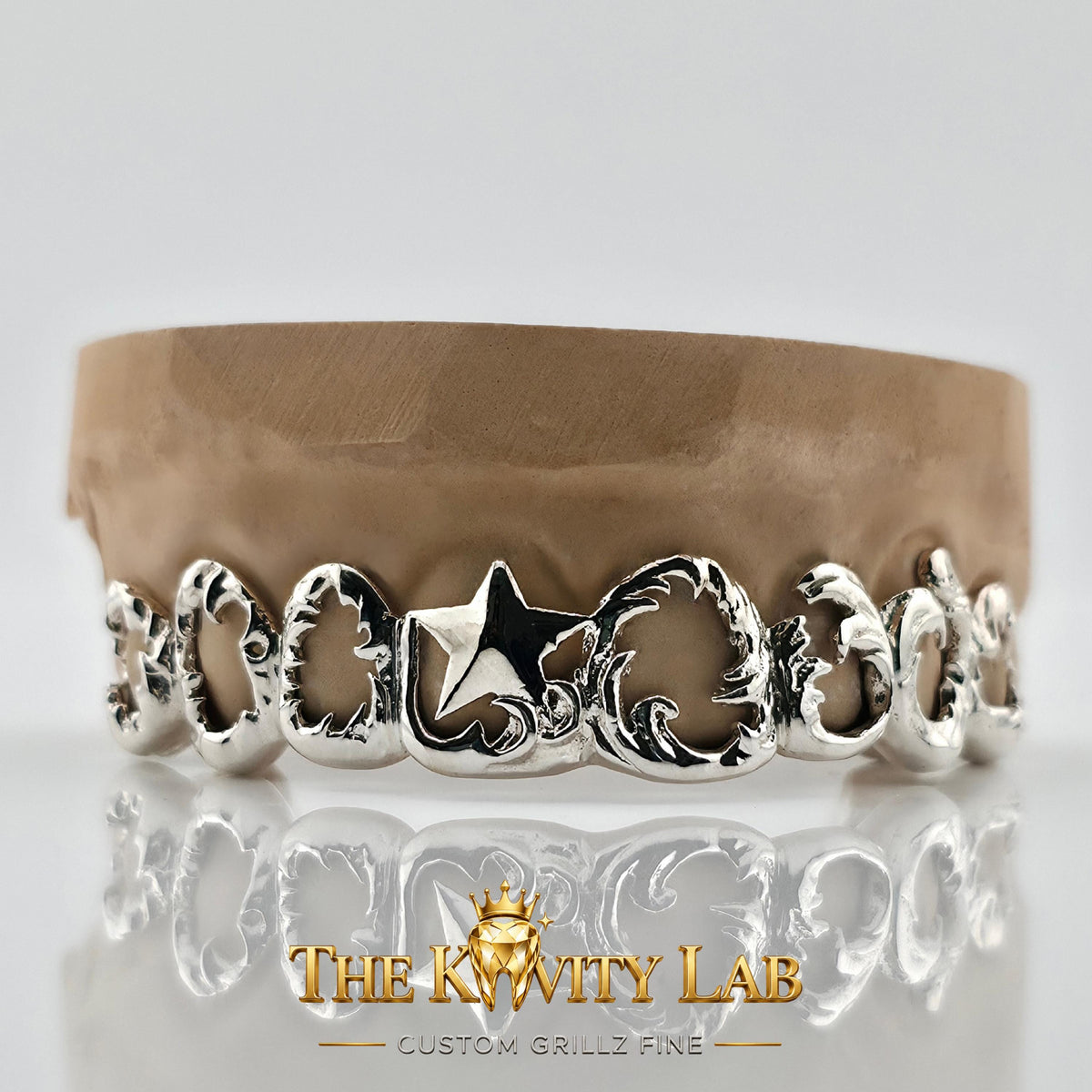 Custom 8pcs Intricate Baroque Royal Design Grillz: 925 Sterling Silver (Free Mold Kit)
