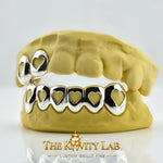 Custom Set 2pc on 6pc Open Hearts Grillz: 925 Sterling Silver (Free Mold Kit)