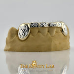 Custom 6pcs White Cut x Front Bar Grillz: 925 Sterling Silver (Free Mold Kit)