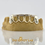 Custom 6pcs Iced Out Front Bar x Diamond Cuts Grillz: 925 Sterling Silver (Free Mold Kit)