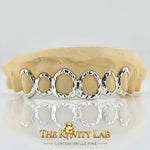Custom 6pcs Open Face x Diamond Cuts Grillz: 925 Sterling Silver (Free Mold Kit)