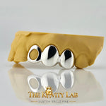 Custom 3pc Open Face x Solid Caps Grillz: 925 Sterling Silver (Free Mold Kit)