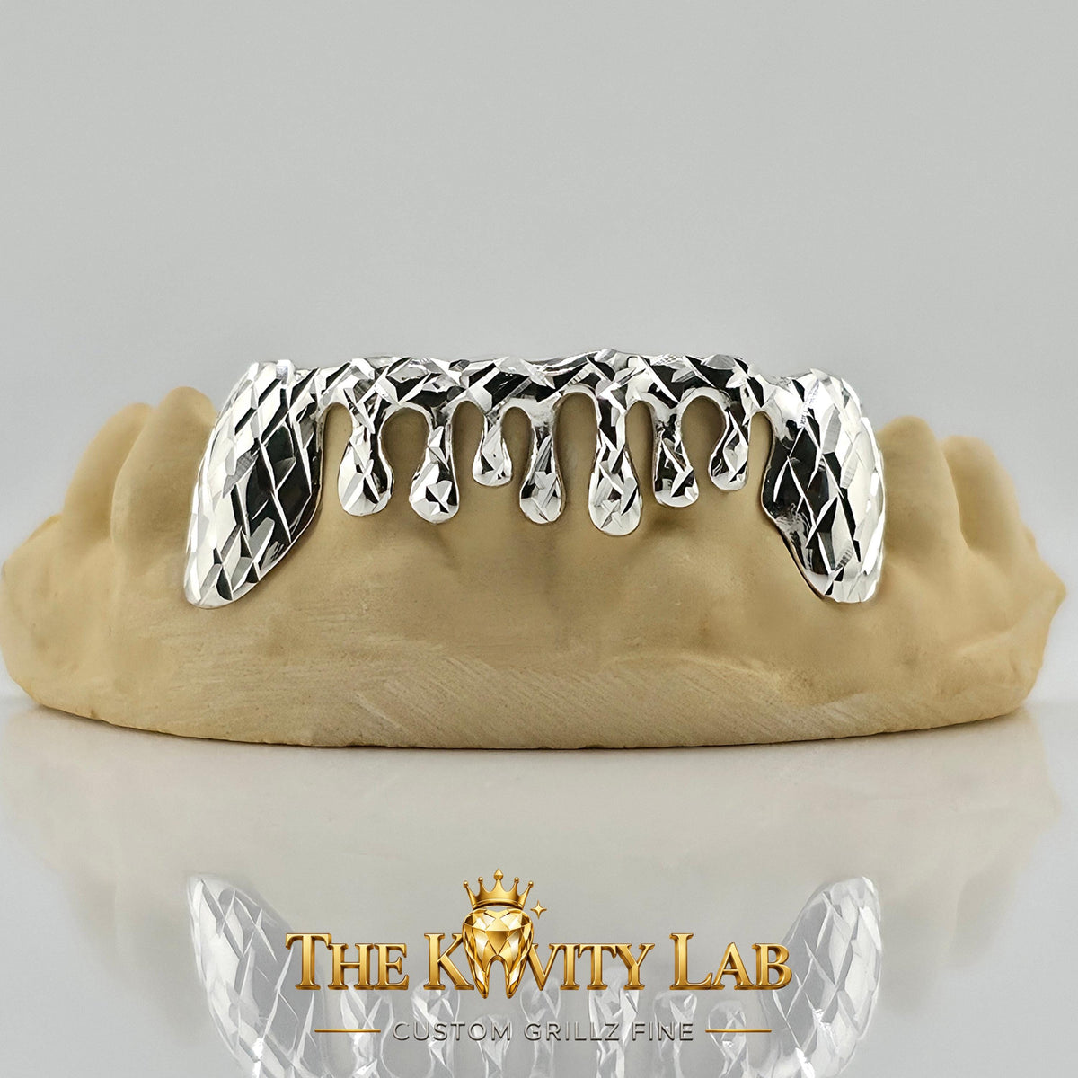 Custom 6pcs Diamond Cut x Dripping Style Grillz: 925 Sterling Silver (Free Mold Kit)
