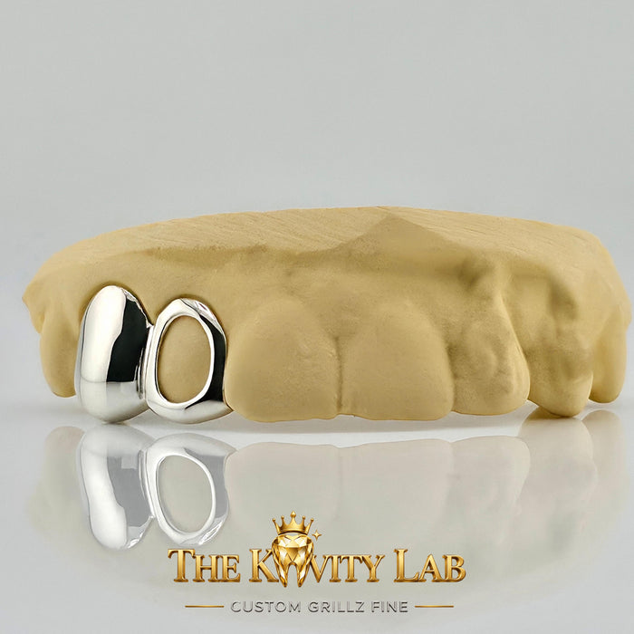 Custom 2pcs Solid x Open Face Grillz: 925 Sterling Silver (Free Mold Kit)