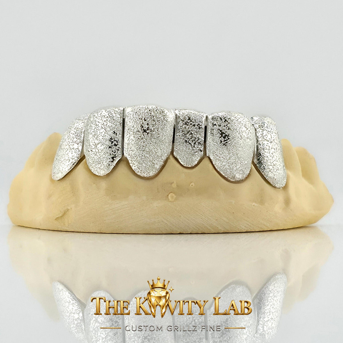 Custom 6pcs Full Diamond Dust Grillz: 925 Sterling Silver (Free Mold Kit)