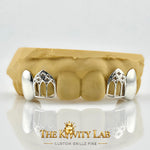 Custom 4pcs Solid x Gothic Window Grillz: 925 Sterling Silver (Free Mold Kit)