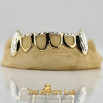 Custom 6pcs Open Face with Diamond Cuts Fangs Grillz: 925 Sterling Silver (Free Mold Kit)
