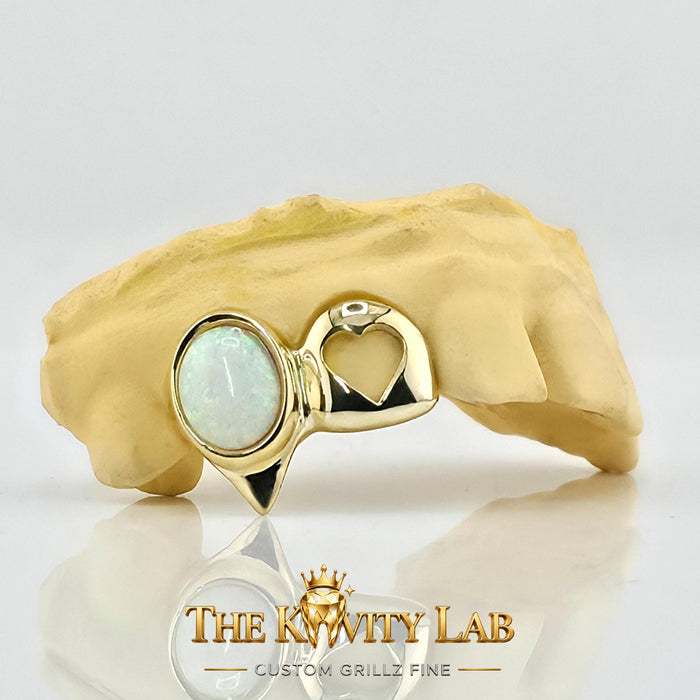 Custom 2pcs Hearts with White Opal Grillz: 925 Sterling Silver (Free Mold Kit)