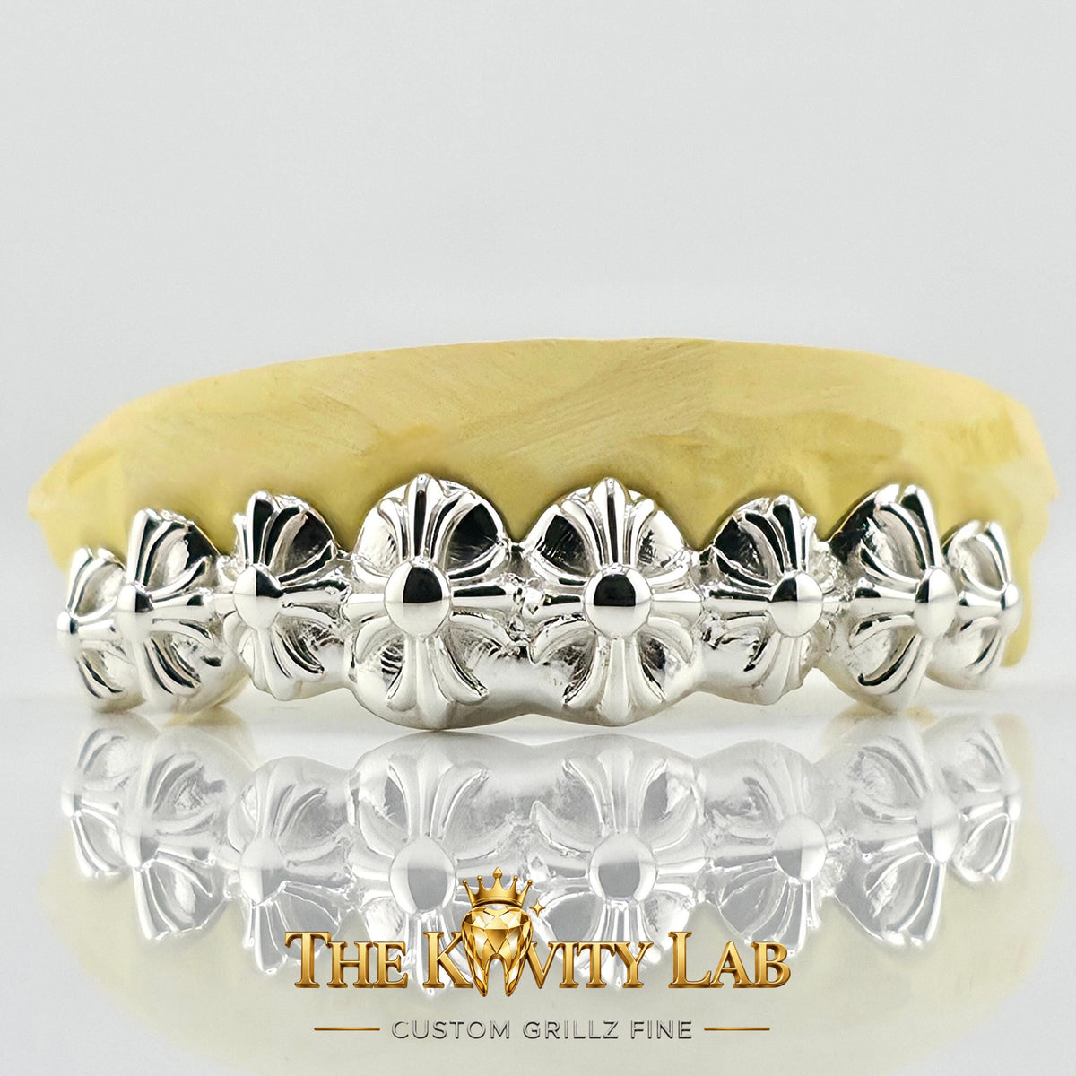 Custom 8pcs Floral Cross Grillz: 925 Sterling Silver (Free Mold Kit)