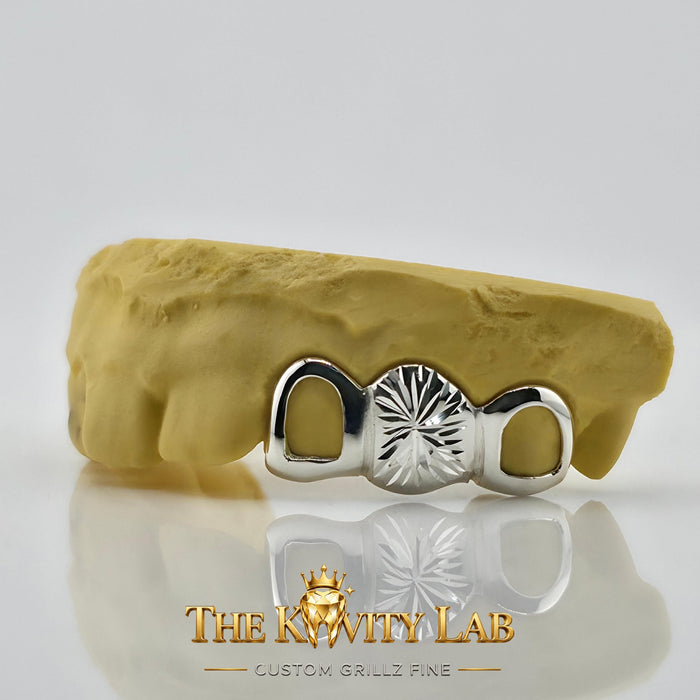 Custom 3pcs Open Face x Starburst Cuts Grillz: 925 Sterling Silver (Free Mold Kit)