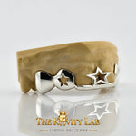 Custom 6pcs 3D Star with Open Star Grillz: 925 Sterling Silver (Free Mold Kit)