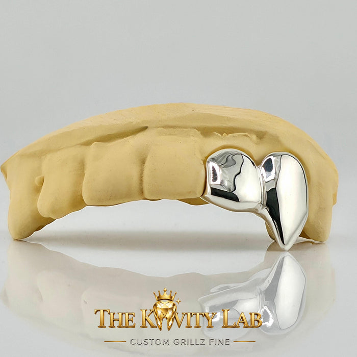 Custom 2pcs Solid & Extended Fangs Grillz: 925 Sterling Silver (Free Mold Kit)
